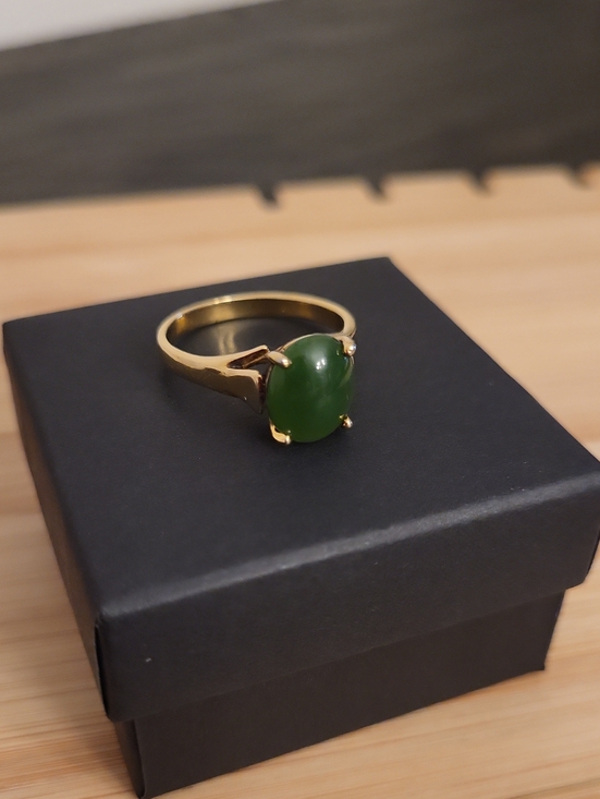 Jewelry - 925 Vermiel Gold Nephrite-Jade Stone Ring